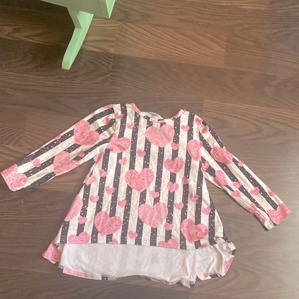 Cute valentines top with hearts toddler girl.